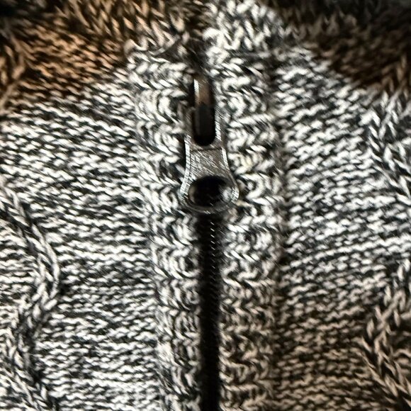 CW Classics Cable Knit Cardigan Sweater Size 1X Textured Zip Up Black White - Picture 5 of 14